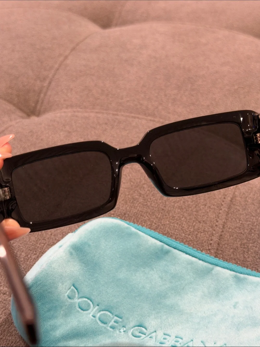 Dolce & Gabbana Black Sunglasses with Turquoise Case